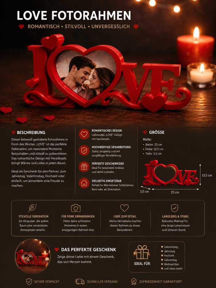 LOVE Bilderrahmen – Romantische Dekoration mit persönlicher Erinnerung