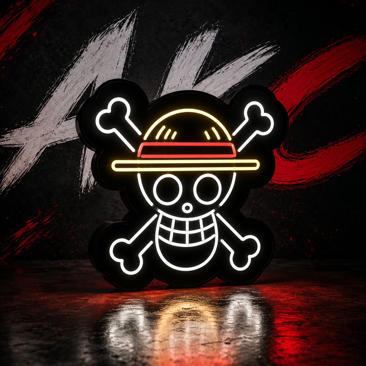 3D Printed Anime Pirate LED Lamp – Handmade USB Neon Light for Gaming Room & Bedroom Decor