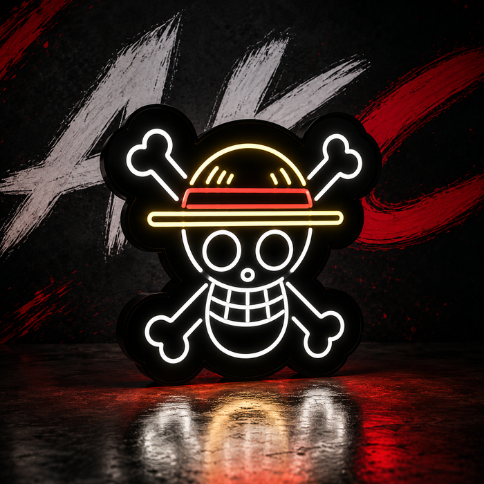 3D Printed Anime Pirate LED Lamp – Handmade USB Neon Light for Gaming Room & Bedroom Decor