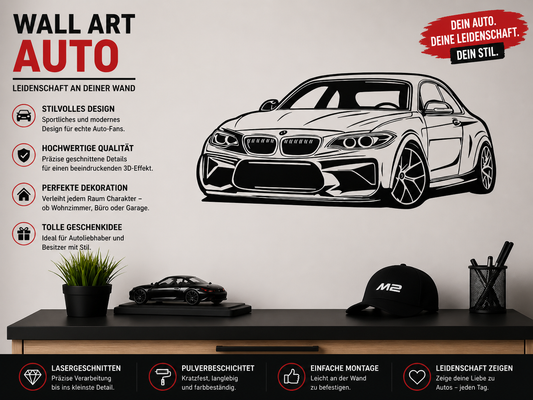 Wall Art BMW M2 25cm – Design Minimal Black & White