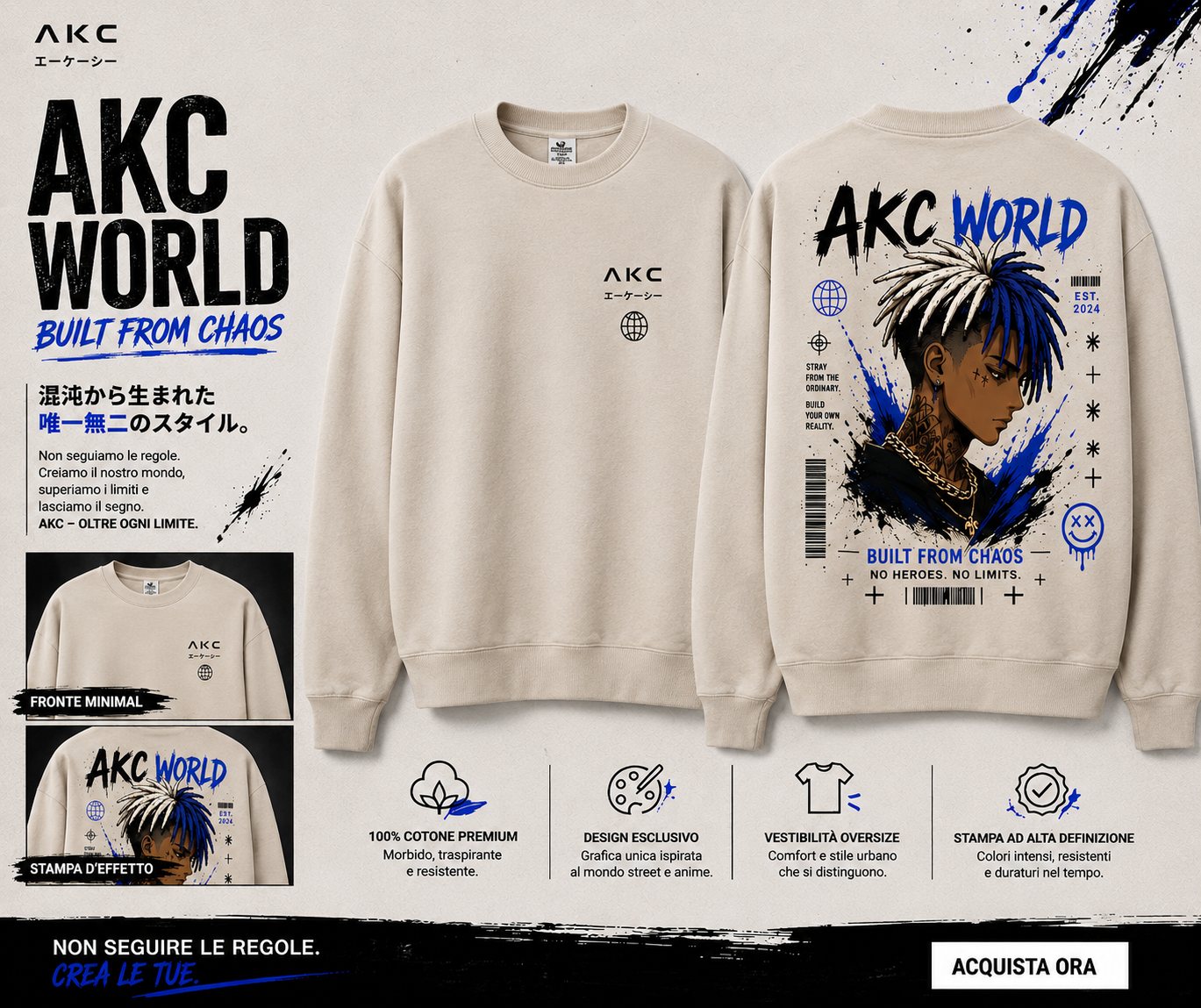 Felpa Oversize AKC World – Built From Chaos