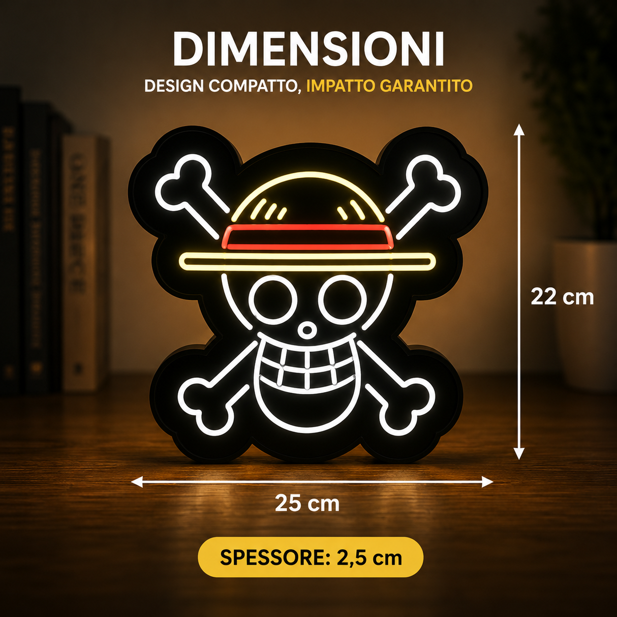 3D Printed Anime Pirate LED Lamp – Handmade USB Neon Light for Gaming Room & Bedroom Decor